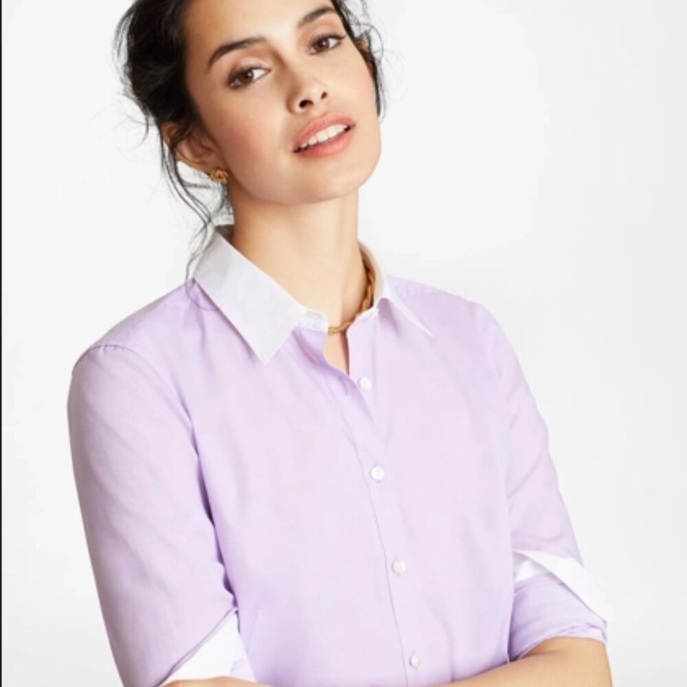 Brooks Brothers Tailored Fit Button Down Shirt Lavender Purple 10
